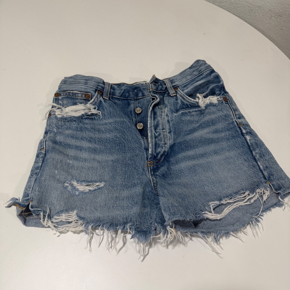 AGOLDE Parker Distressed Denim Shorts Light Indigo Blue A083 C-811 Size 25